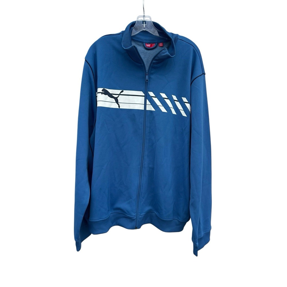 PUMA Jacket Mens 2XL Track Running Full Zip Performance Sweatshirt Blue